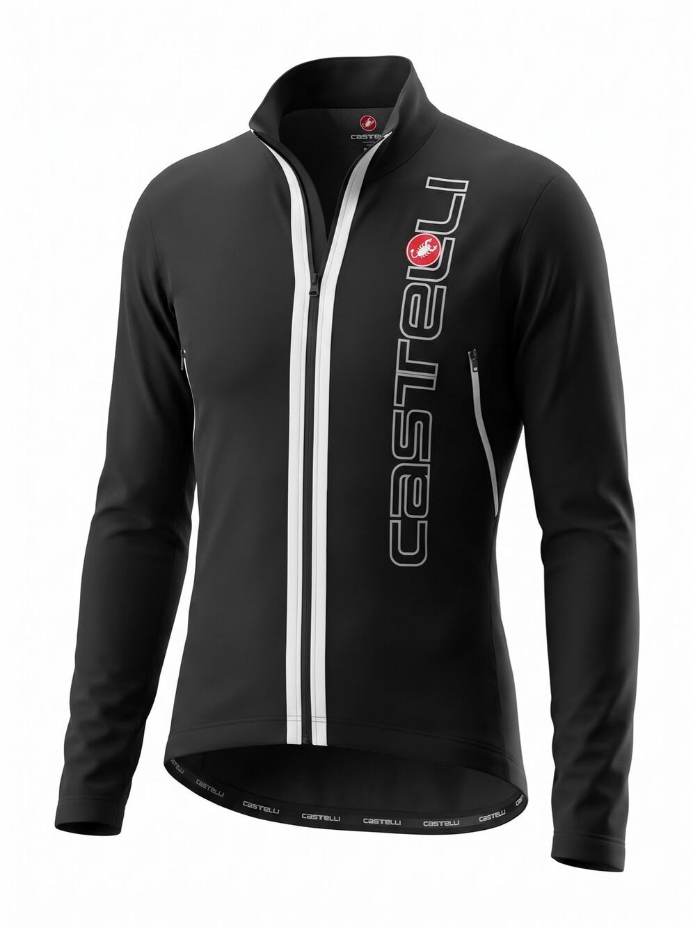 Castelli Men’s Cycling Jacket Black Reflective Full Zip Size Large